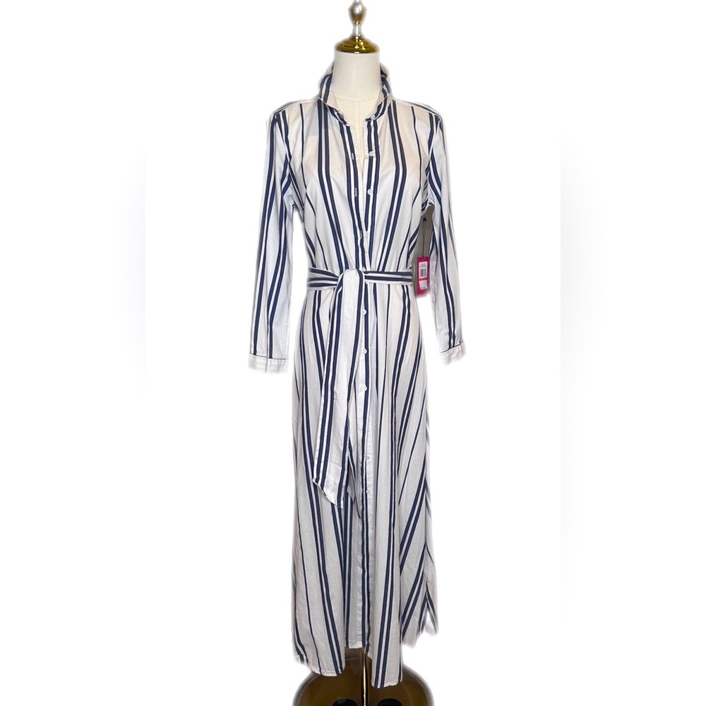 NWT Vince Camuto Striped Shirt Dress . Size XS Blue and White
